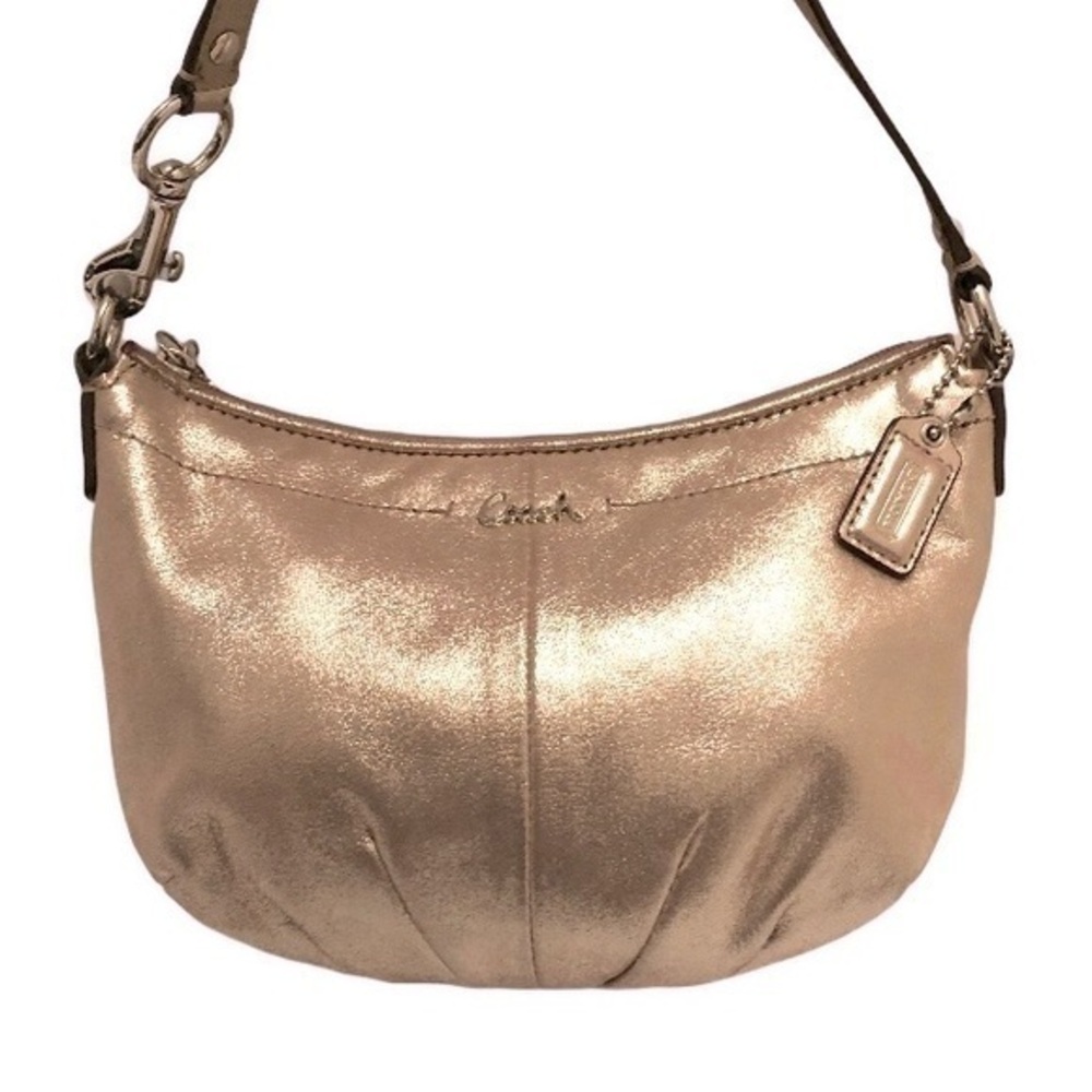 Coach gold metallic small mini bag baguette